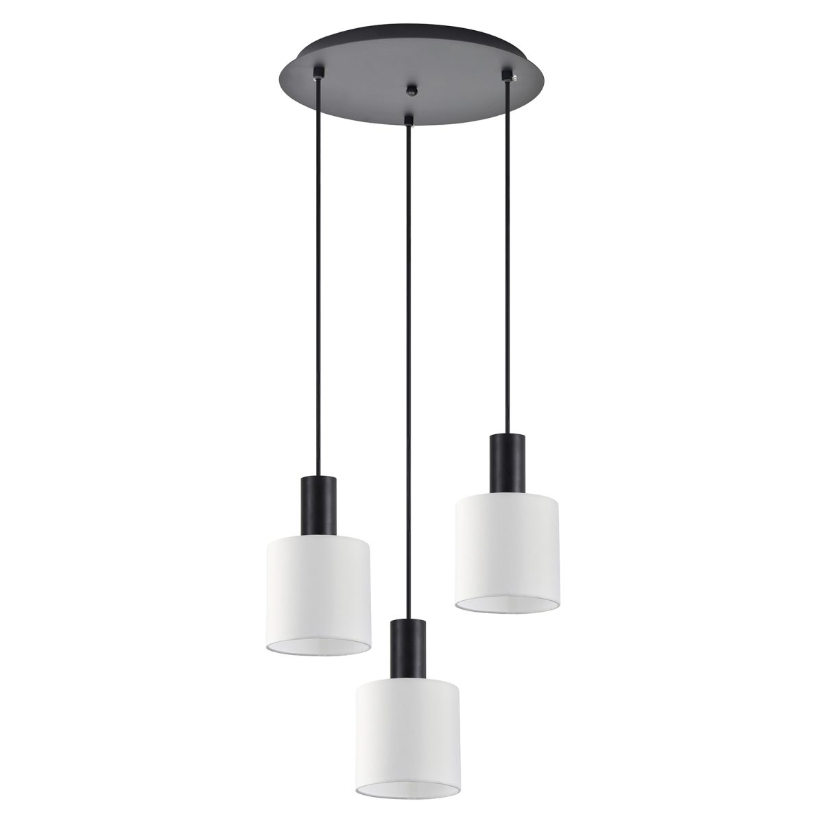 Home Lighting SE21-BL-4-3BL-SH1 ADEPT TUBE Black Pendant White Fabric Shade+