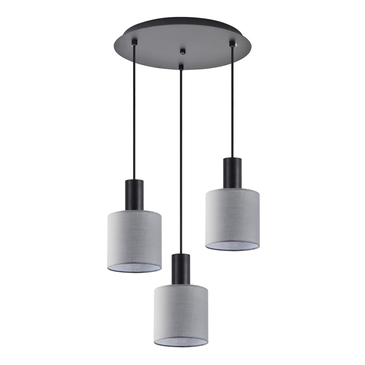 Home Lighting SE21-BL-4-3BL-SH2 ADEPT TUBE Black Pendant Grey Fabric Shade+