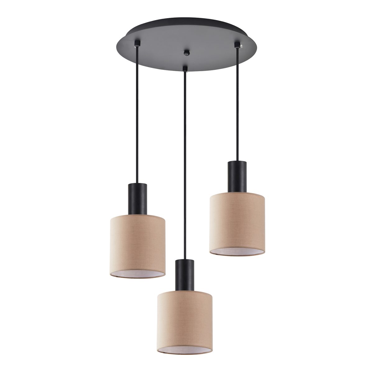 Home Lighting SE21-BL-4-3BL-SH3 ADEPT TUBE Black Pendant Brown Fabric Shade+