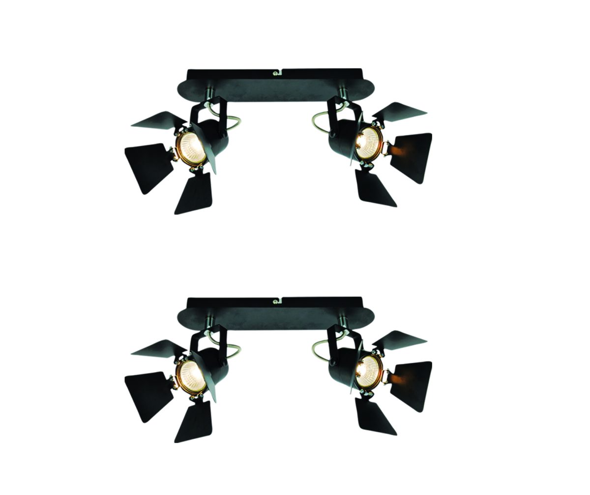 Home Lighting GU12015A-2B (x2) Mystik Packet Metal black ceiling lamp with rotating heads+