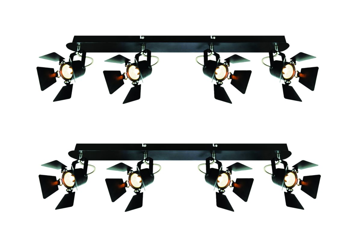 Home Lighting GU12015A-4B (x2) Mystik Packet Metal black ceiling lamp with rotating heads+