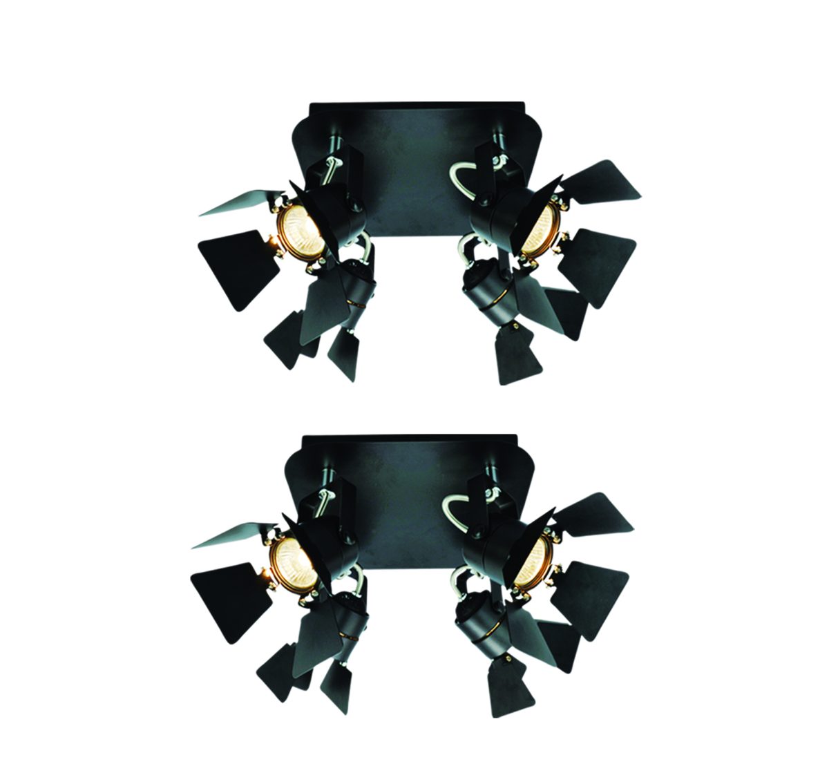 Home Lighting GU12015A-4R (x2) Mystik Packet Metal black ceiling lamp with rotating heads+