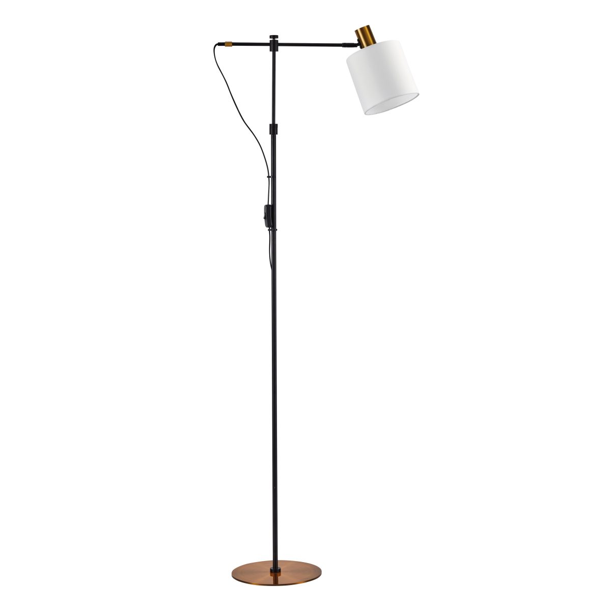 Home Lighting SE21-GM-39-SH1 ADEPT FLOOR LAMP Gold Matt and Black Metal Floor Lamp White Shade+