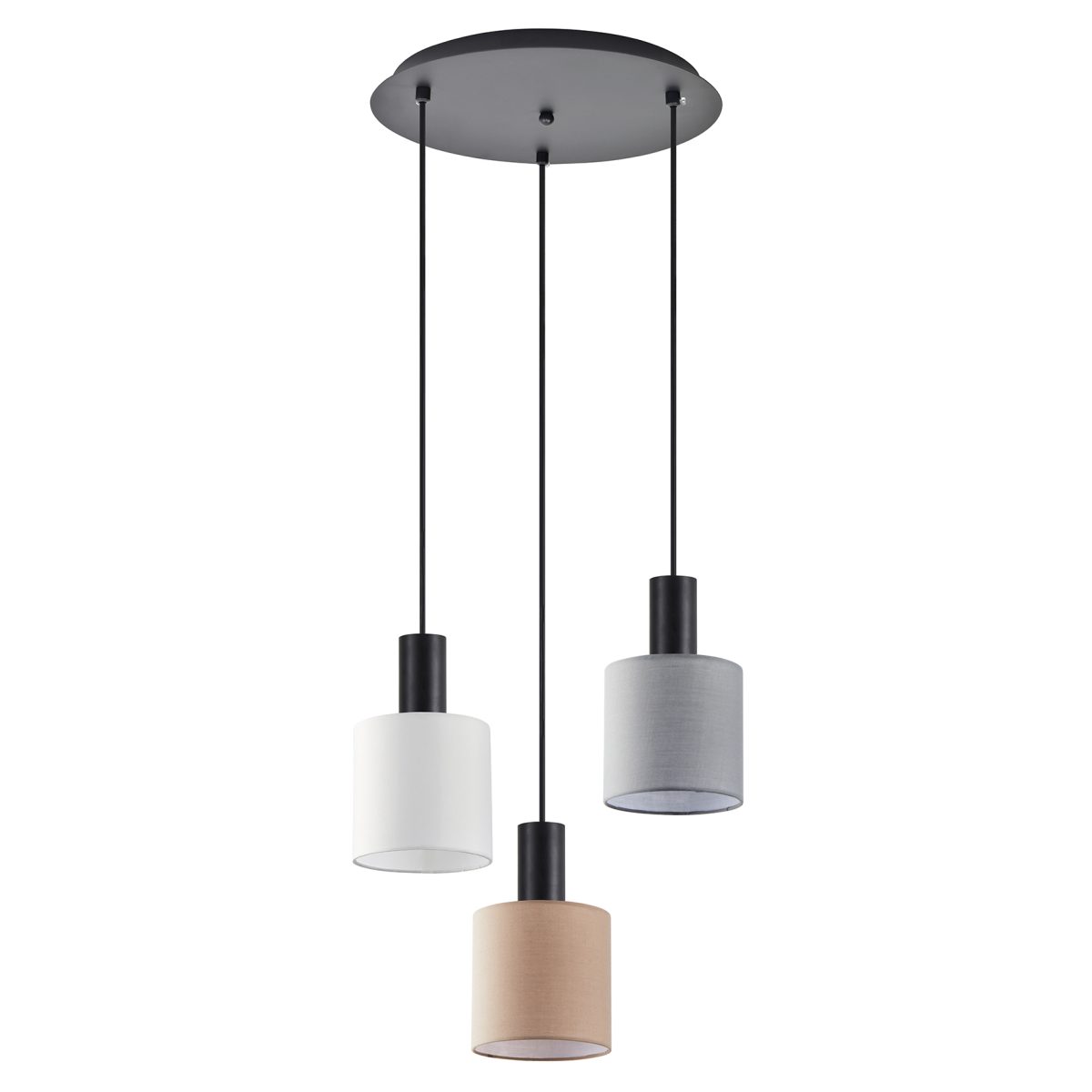 Home Lighting SE21-BL-4-3BL-SH123 ADEPT FLEX Black Pendant White, Grey, Brown Fabric Shade+