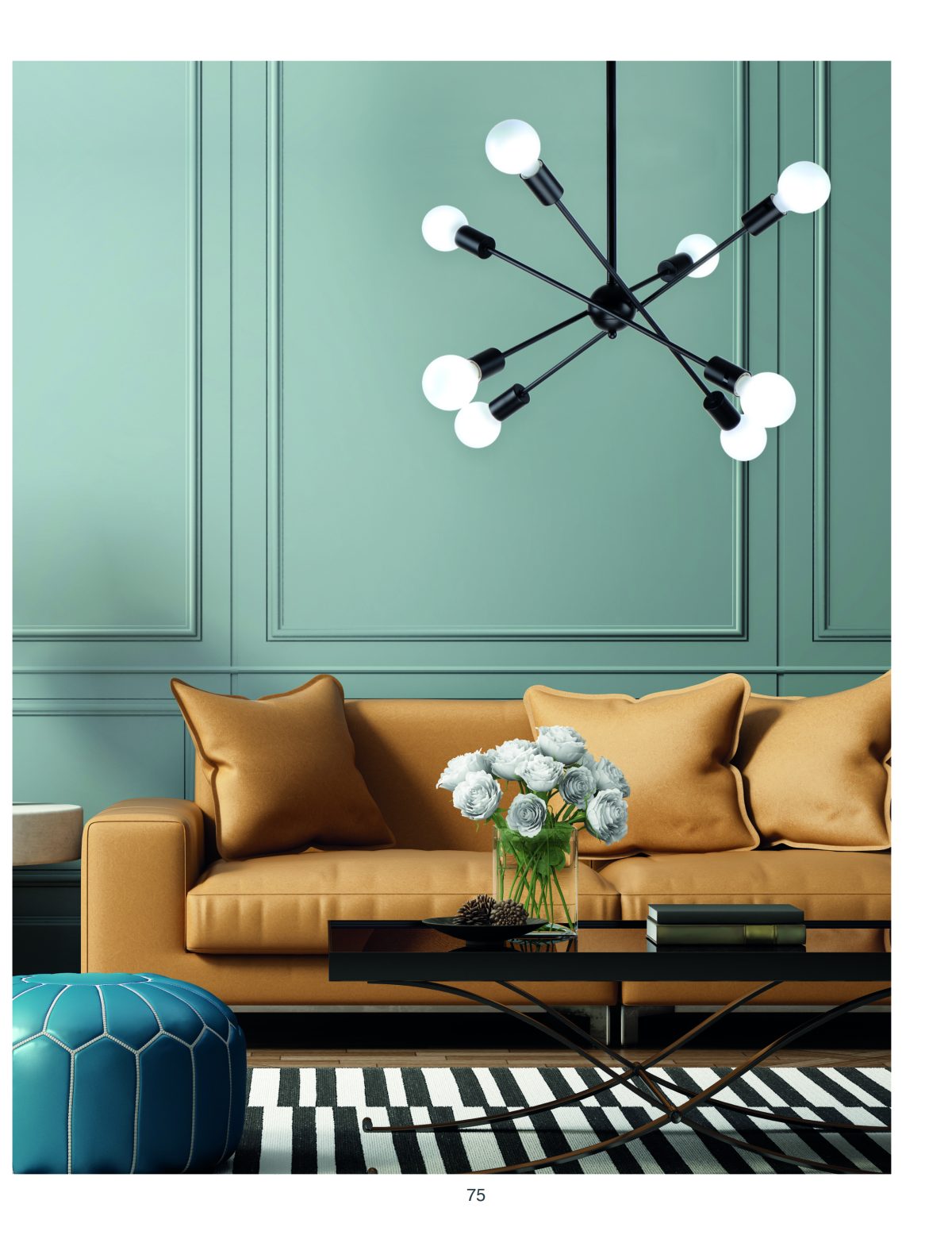 Home Lighting KQ 2629/8 GWEN BLACK PENDANT Δ4 - Image 4