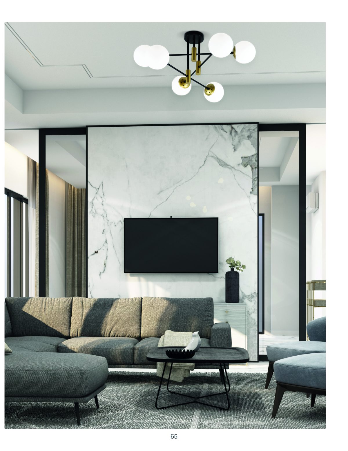 Home Lighting KQ S0982-6 CROSS BLACK AND GOLD CEILING Ε3 - Image 2
