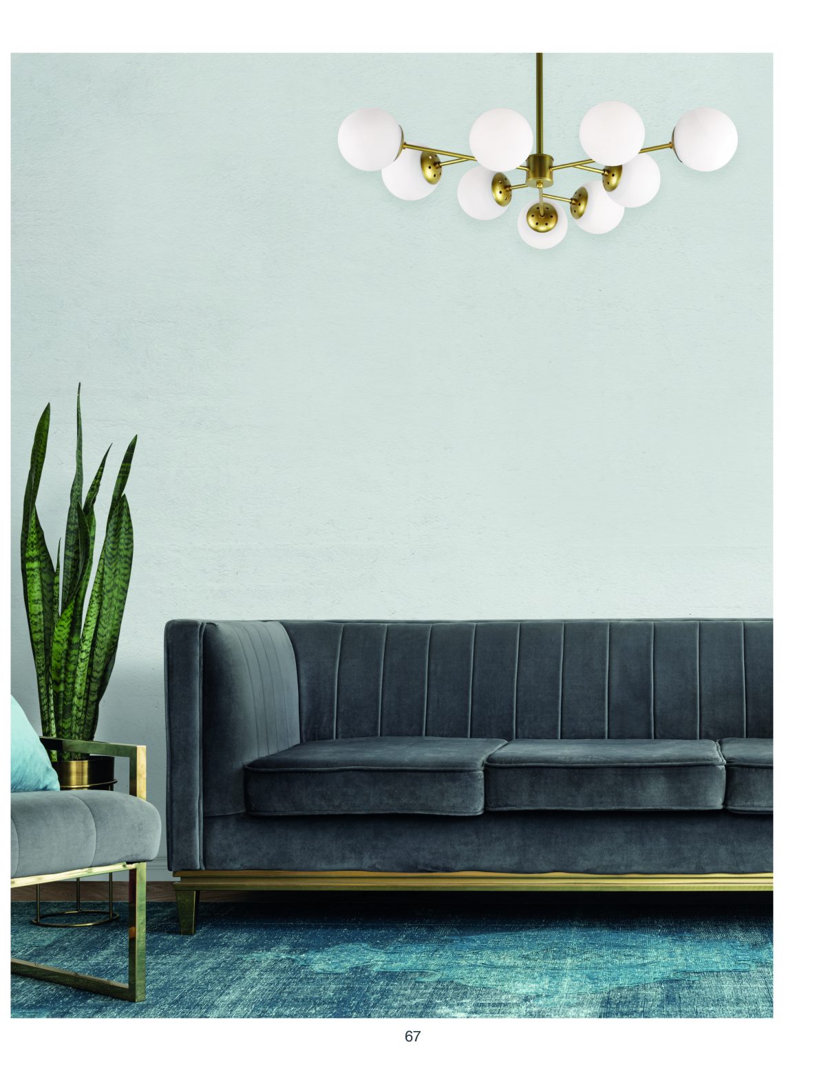 Home Lighting KQ S0980-9 NERVO PENDANT GOLD WITH OPAL GLASSES Β2 - Image 2