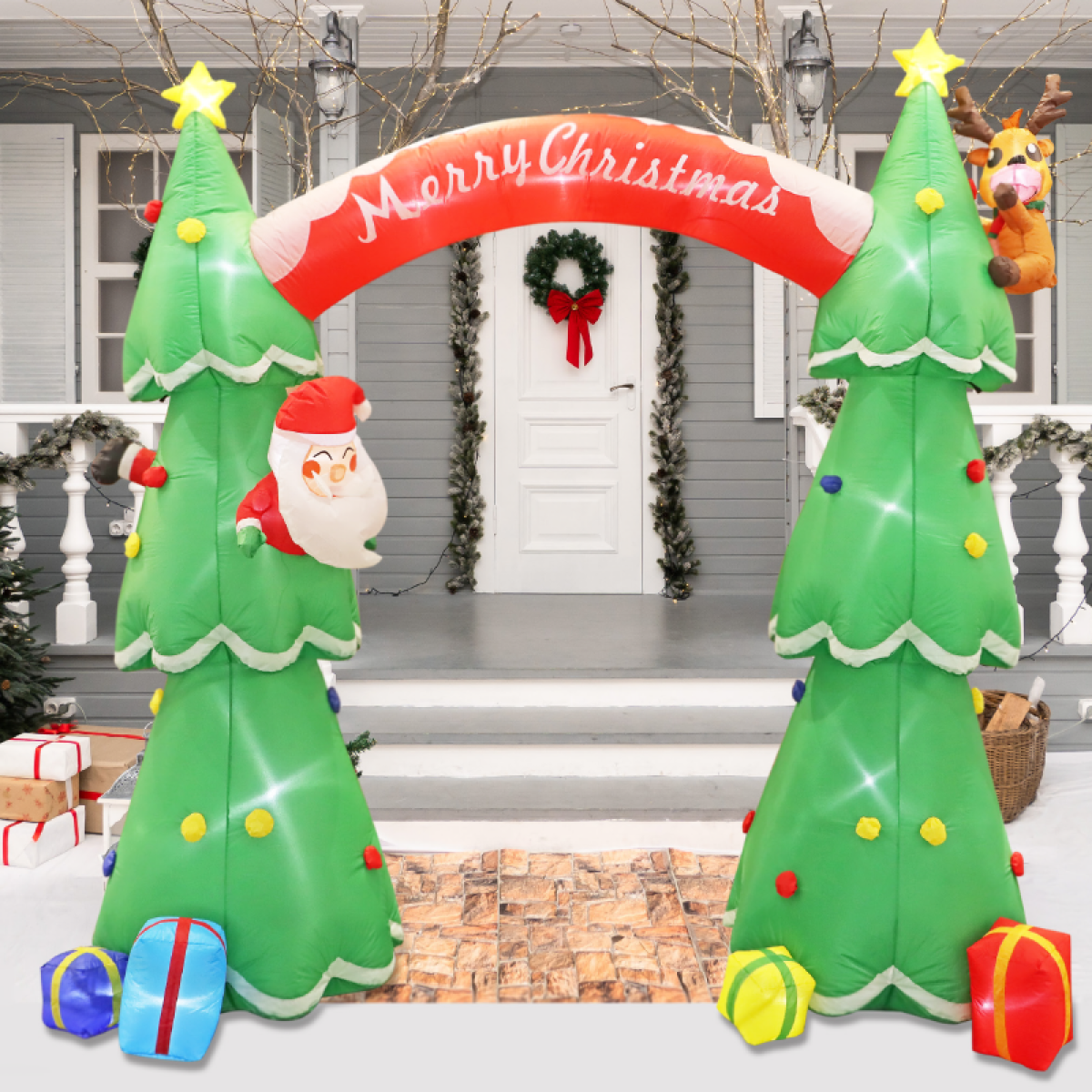 ACA INFLATABLE 2 XMAS TREES ARCH 40 LED ΛΑΜΠ.ΑΝΤΑΠ.(12V) CW ΣΤΑΘΕΡΟ IP44 225*92*180cm 2m ΚΑΛ ΠΡΑΣΙΝΟ-ΚΟΚΚΙΝΟ