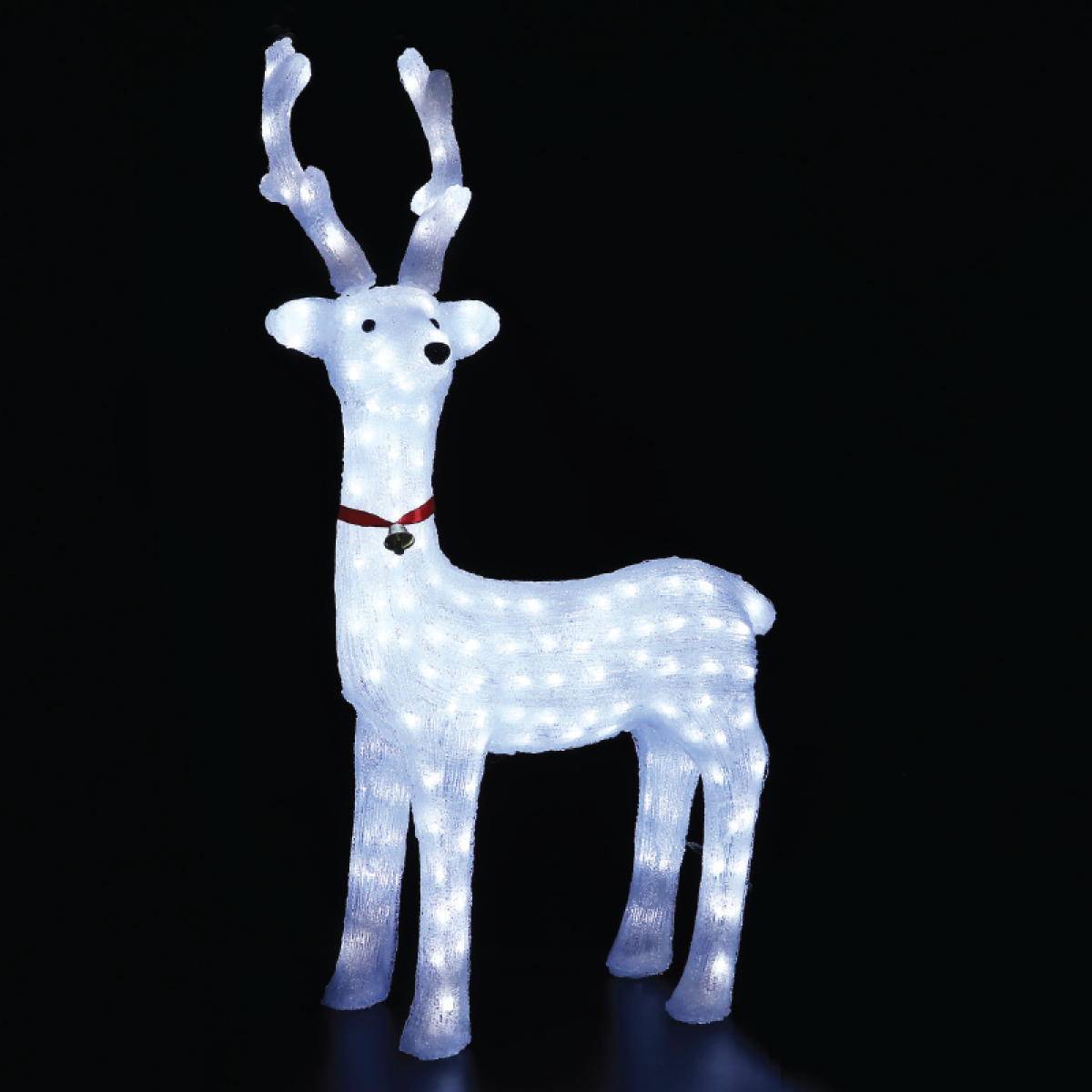ACA ACRYLIC STANDING REINDEER WITH RIBBON 200 LED ΛΕΥΚΑ IP44 52*36*100cm  30cm ΚΑΛ.