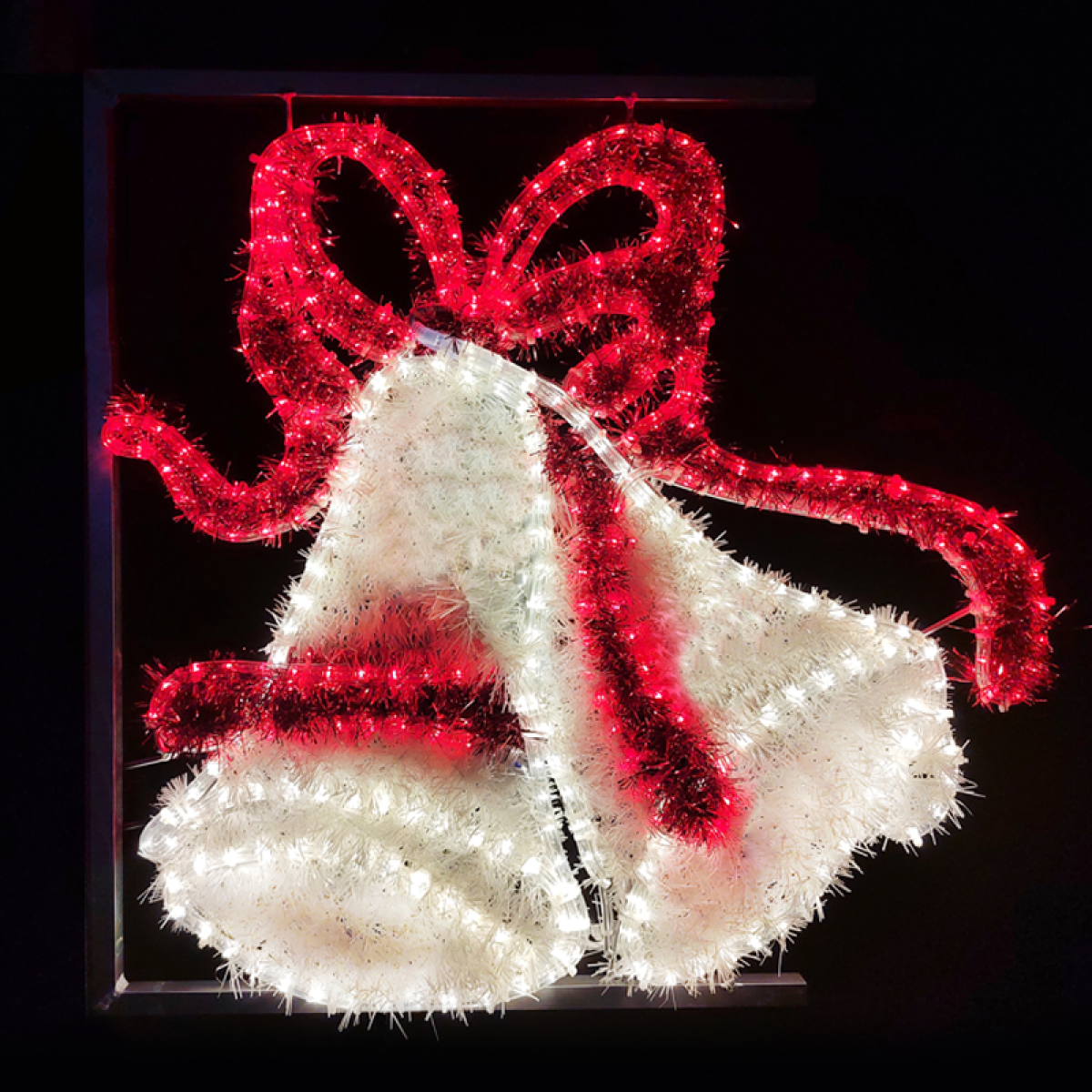 ACA DOUBLE BELLS WITH BOW 468LED ΕΠΙΣΤΗΛ ΣΧΕΔ 13m ΜΟΝΟΚ ΦΩΤΟΣ ΚΟΚΚΙΝ & ΛΕΥΚ ΣΤΑΘ IP65 80x80 cm 1,5m ΚΑΛ