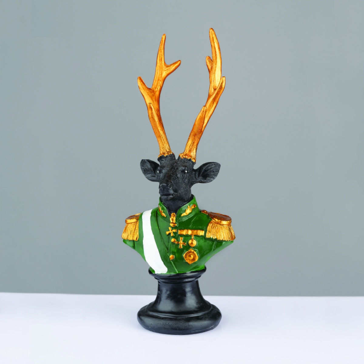 ACA ΔΙΑΚΟΣΜΗΤΙΚΟ ΕΛΑΦΙ RESIN ΣΤΡΑΤΙΩΤΗΣ SOLDIER ΜΑΥΡΟ 24cm