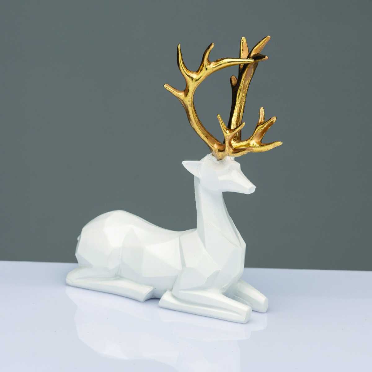 ACA ΔΙΑΚΟΣΜΗΤΙΚΟ RESIN ΕΛΑΦΙ  ΛΕΥΚΟ 6x8x20cm