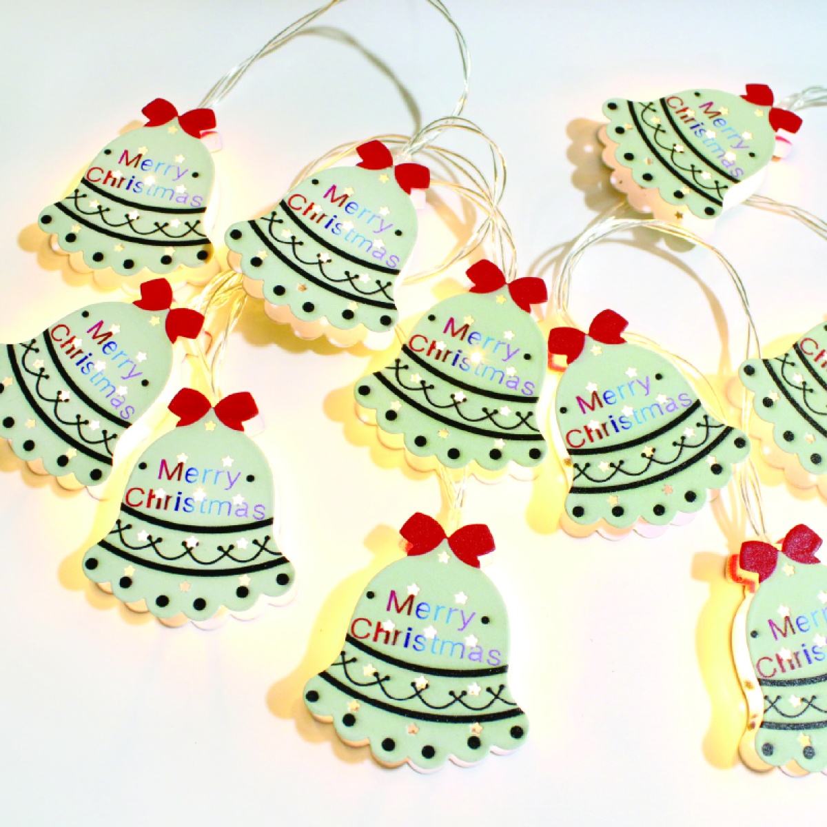 ACA CHRISTMAS BELLS MOTIFS 10 LED ΘΕΡΜΑ ΛΑΜΠΑΚ ΣΕΙΡΑ ΜΠΑΤ 2ΧAA (ΔΕΝ ΣΥΜΠ) IP20 1,35m 30cm ΔΙΑΦ ΚΑΛ