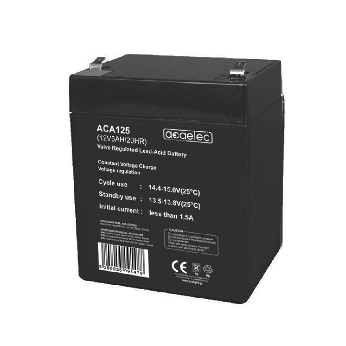ACA ΜΠΑΤΑΡΙΑ AGM VRLA 12V 5AH/20HR (F1 τερματικό)