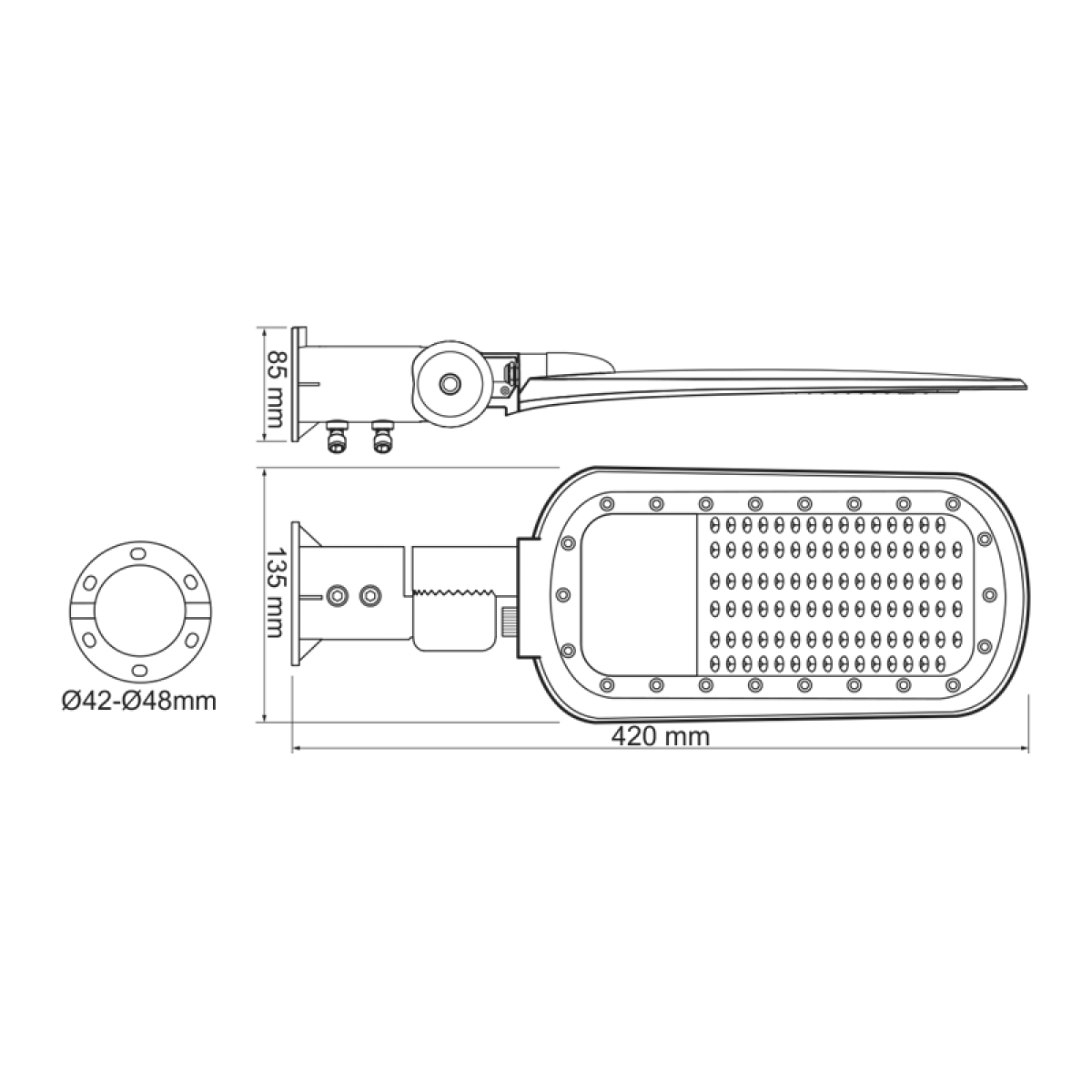 ACA LED STREET LUMINAIRE 20W 2800LM 4000K 140x90˚ CLASS I 230V AC IP66 - Image 3