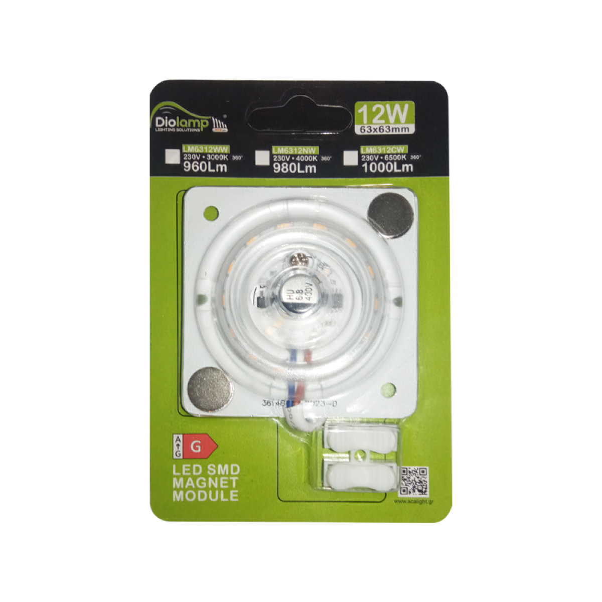 ACA  LED SMD MAGNET MODULE 12W 230V AC 960LM 160° 3000K Ra80