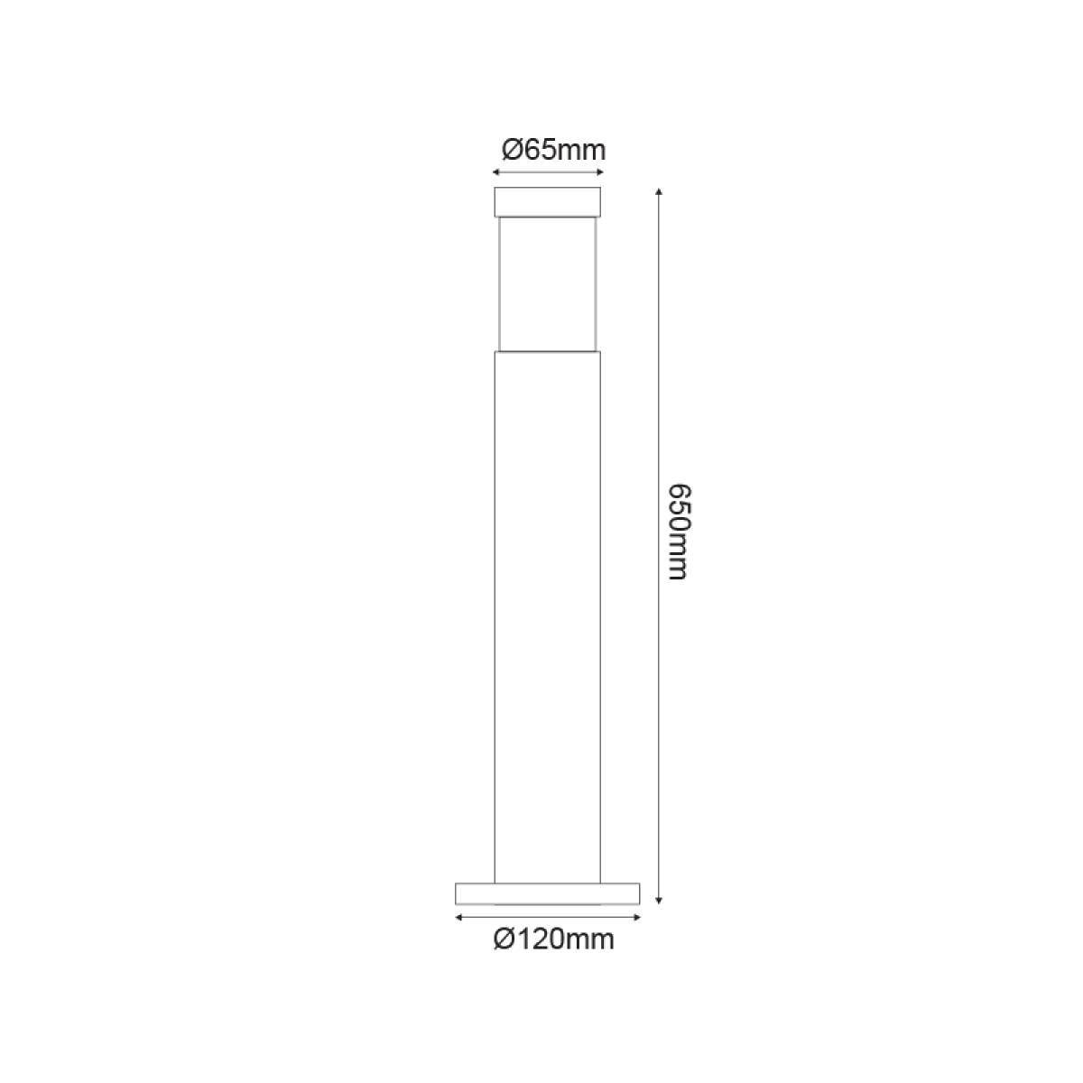 ACA ΚΟΛΩΝΑΚΙ No1032  ΑΛΟΥΜΙΝ.65CM E27 ΓΚΡΙ  RAL7016M - Image 2