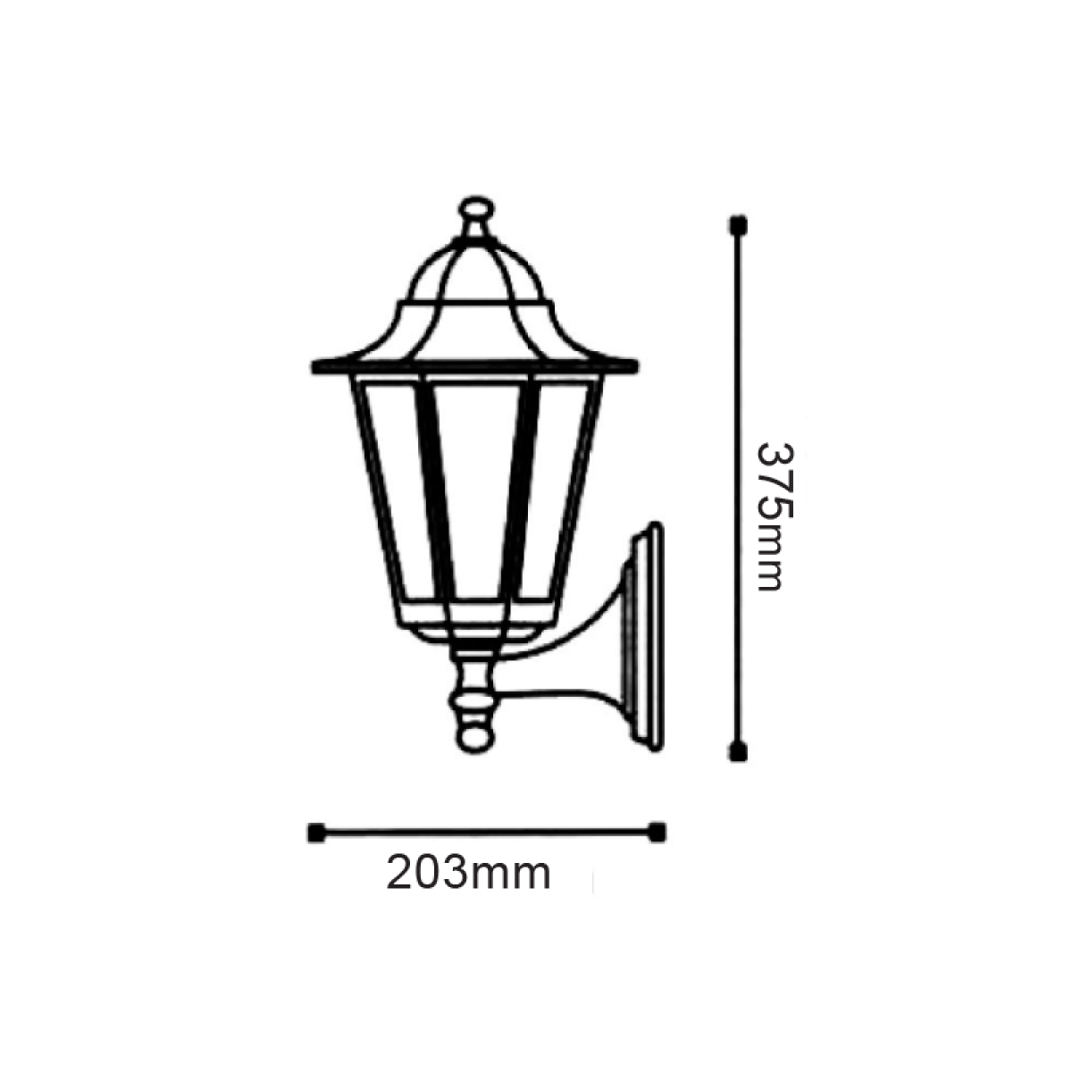ACA ΦΑΝΑΡΙ ΤΟΙΧΟΥ ΜΑΥΡΟ ΙΡ44 Ε27 60W ΠΑΝΩ  RAL C0026 - Image 2
