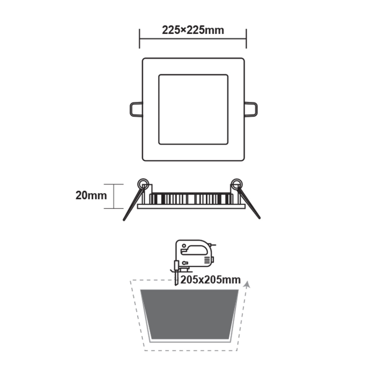 ACA ΛΕΥΚΟ ΤΕΤΡΑΓΩΝΟ LED ΠΑΝΕΛ ΧΩΝΕΥΤΟ 18W 3000K 1700Lm 223x223mm 230V AC Ra80 - Image 2
