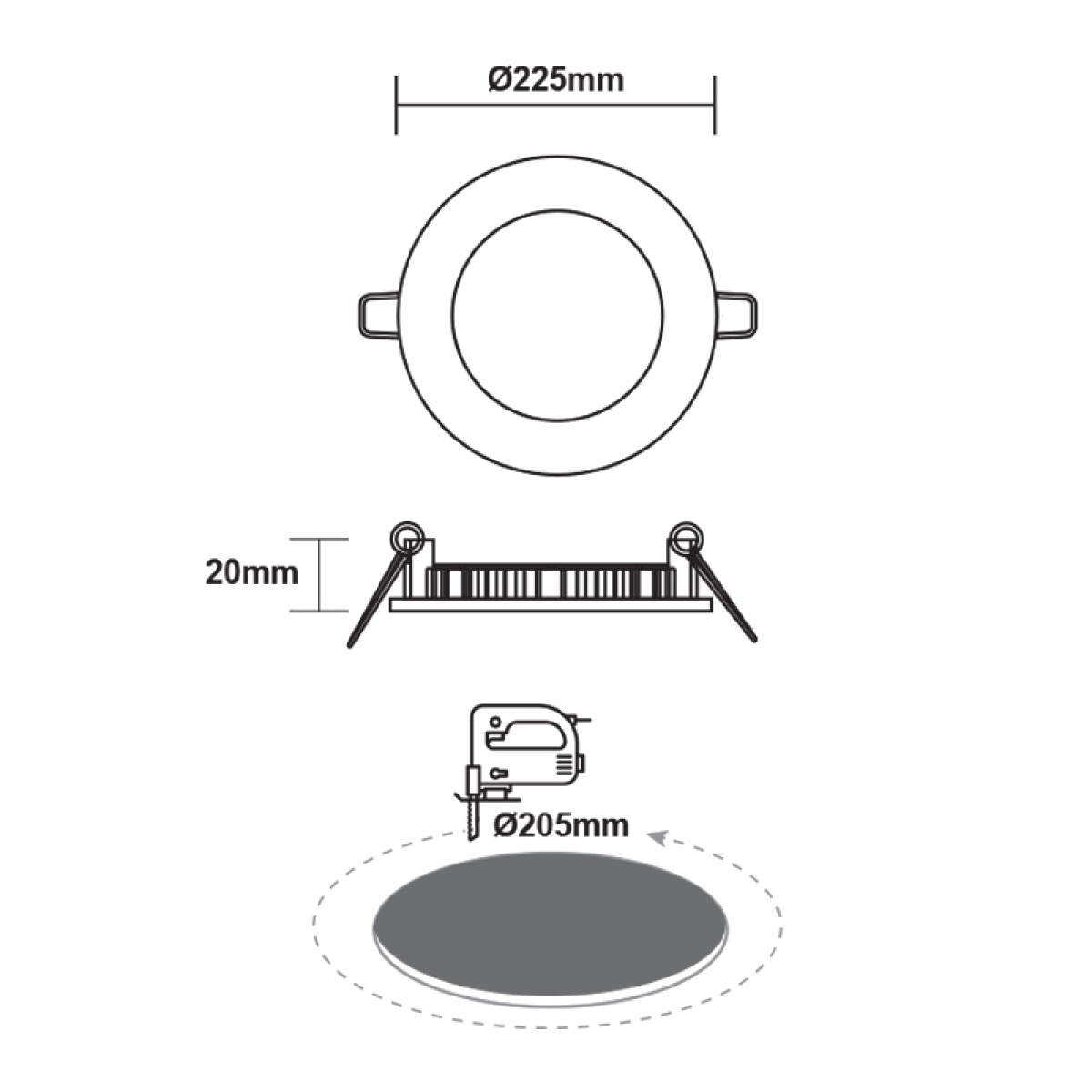 ACA ΝΙΚΕΛ ΜΑΤ ΣΤΡΟΓΓΥΛΟ LED ΠΑΝΕΛ ΧΩΝΕΥΤΟ 18W 4000K 1800Lm Φ220mm 230V AC Ra80 - Image 2