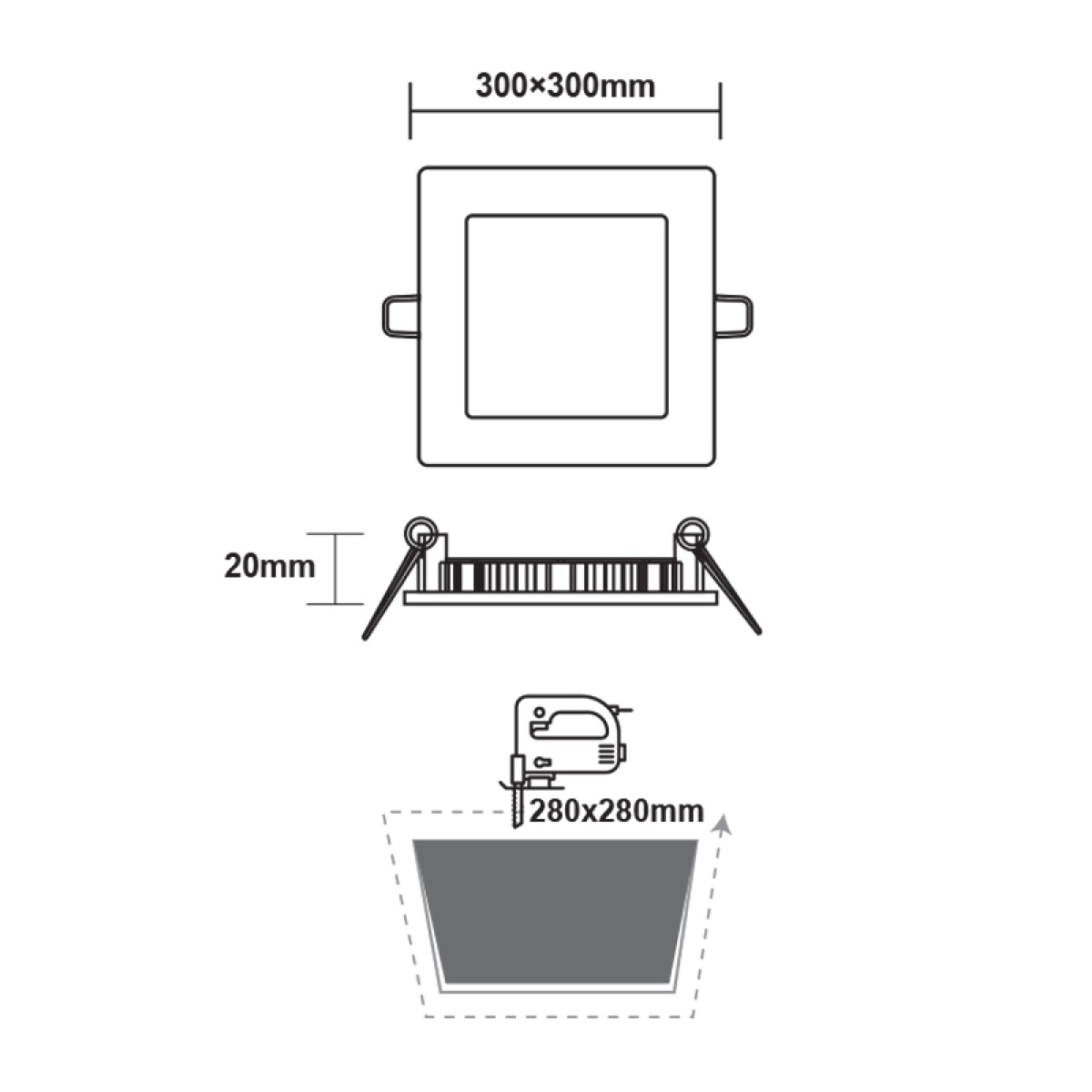 ACA ΛΕΥΚΟ ΤΕΤΡΑΓΩΝΟ LED ΠΑΝΕΛ ΧΩΝΕΥΤΟ 23W 4000K 2120Lm 300x300mm 230V AC Ra80 - Image 2