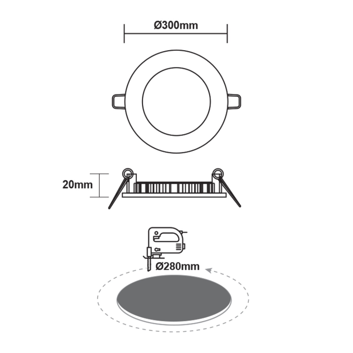 ACA ΛΕΥΚΟ ΣΤΡΟΓΓΥΛΟ LED ΠΑΝΕΛ ΧΩΝΕΥΤΟ 23W 6500K 2120Lm Φ298mm 230V AC Ra80 - Image 2