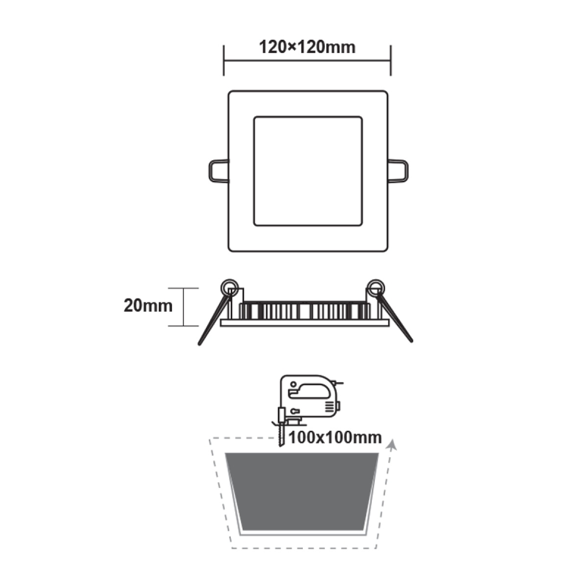 ACA ΝΙΚΕΛ ΜΑΤ ΤΕΤΡΑΓΩΝΟ LED ΠΑΝΕΛ ΧΩΝΕΥΤΟ 6W 4000K 470Lm 118x118mm 230V AC Ra80 - Image 2