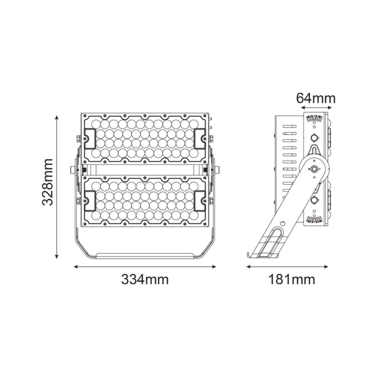 ACA LED HIGH POWER FLOOD LUMINAIRE 240W, 37200LM, 5000K, 40°, 230V AC , IP66, IK10 - Image 2