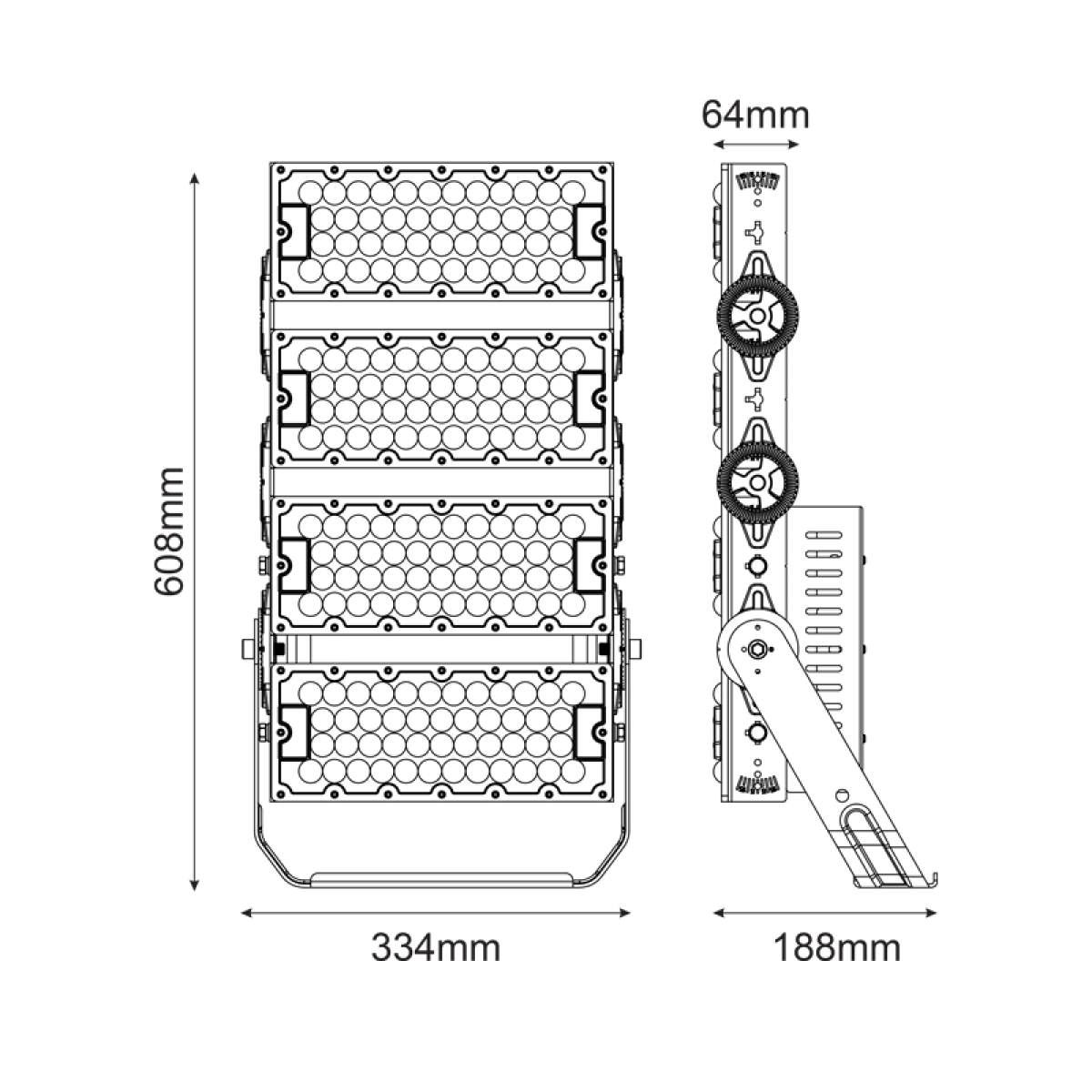 ACA LED HIGH POWER FLOOD LUMINAIRE 480W, 74400LM, 5000K, 20°, 230V AC, IP66, IK10 - Image 2