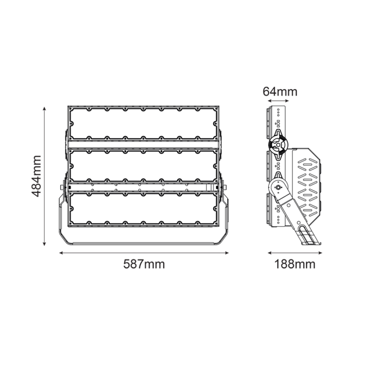 ACA LED HIGH POWER FLOOD LUMINAIRE 720W, 111600LM, 5000K, 20°, 230V AC, IP66, IK10 - Image 2