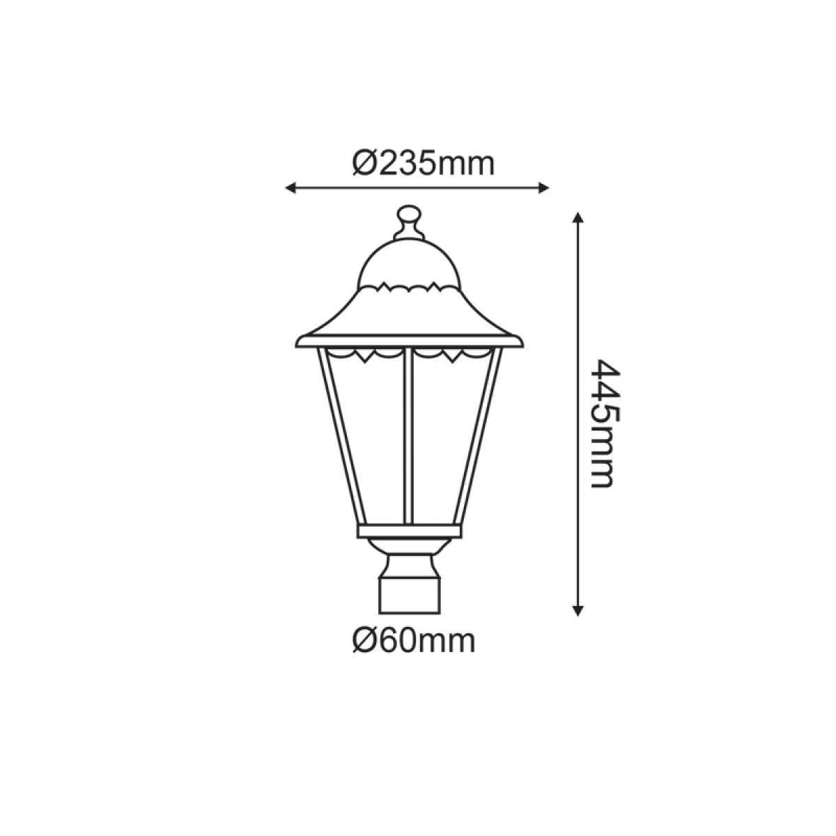 ACA ΦΑΝΑΡΙ ΚΟΛΩΝΑΣ ΜΑΥΡΟ ΜΑΤ RAL9005M  23.5Χ44,5cm Φ60 - Image 2