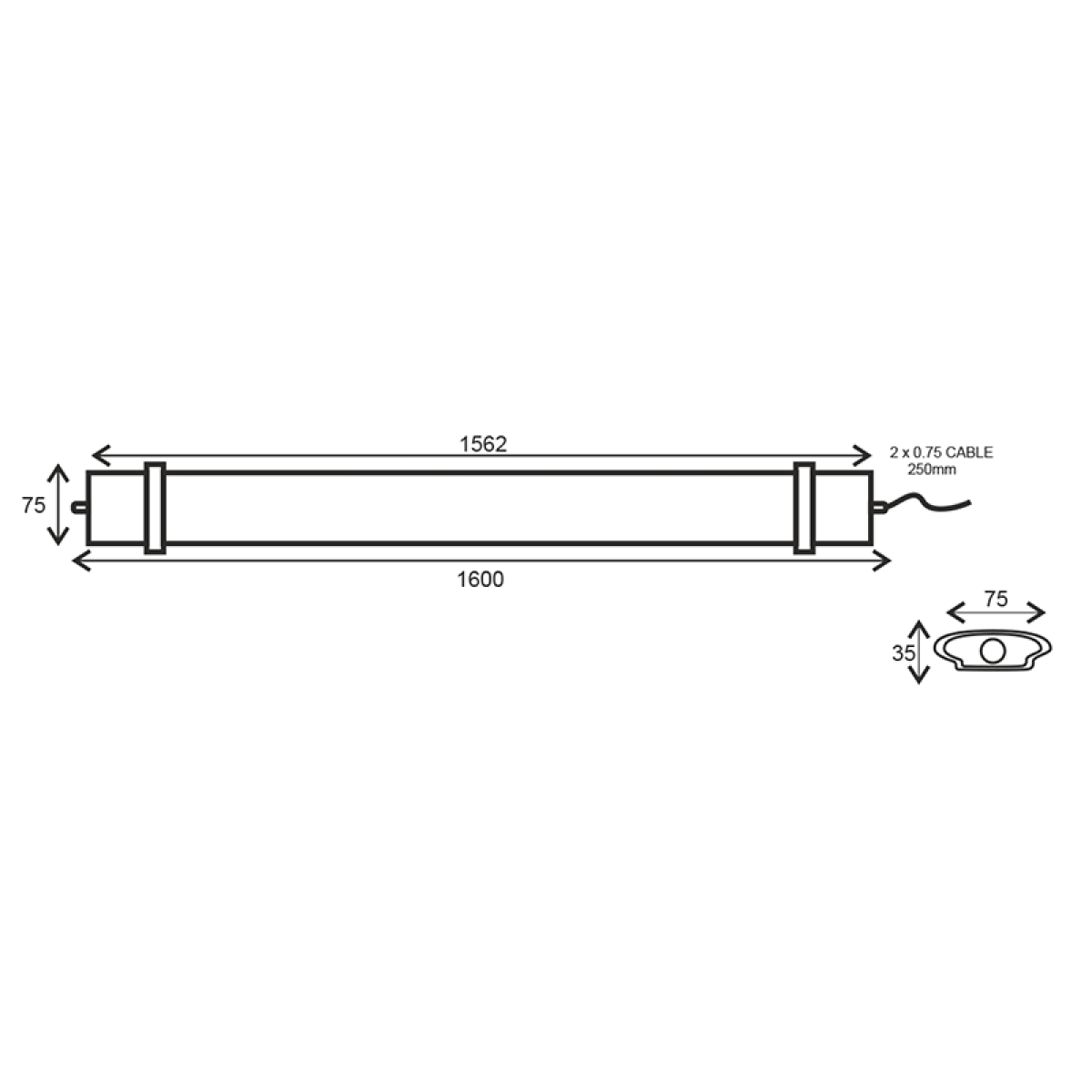 ACA LED LUMINAIRE 70W 1562mm 6500K 7000Lm IP66 230VAC PF>0.9 Ra80 - Image 2