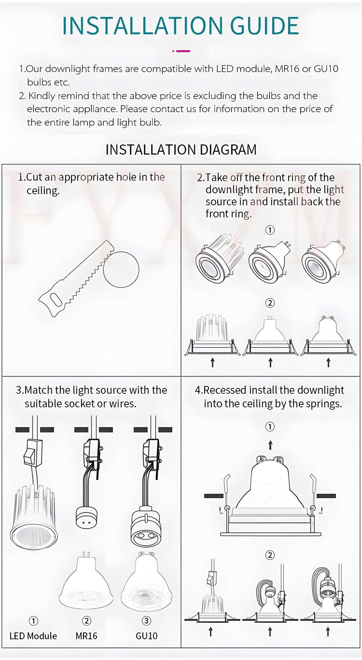 Home Lighting SE-SP-DL-R-WH CIELO SPOTLIGHT DOWNLIGHT RECESSED GU10 WHITE FOR HOLE 7cm - Image 2