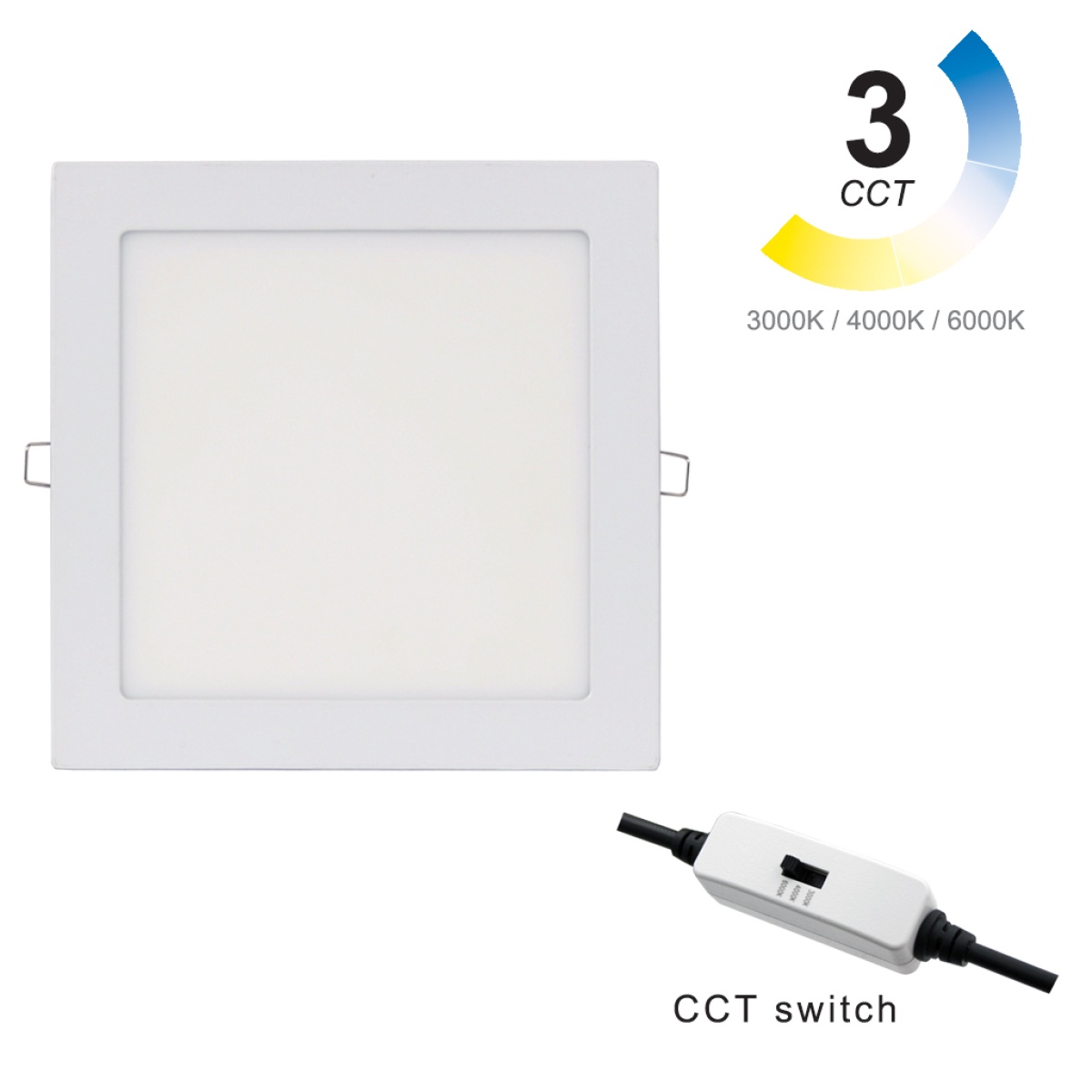 GK Τετράγωνο χωνευτό φωτιστικό  Led Band 18W 3CCT change 3000-4000-6000Κ d22h1.6cm Λευκό