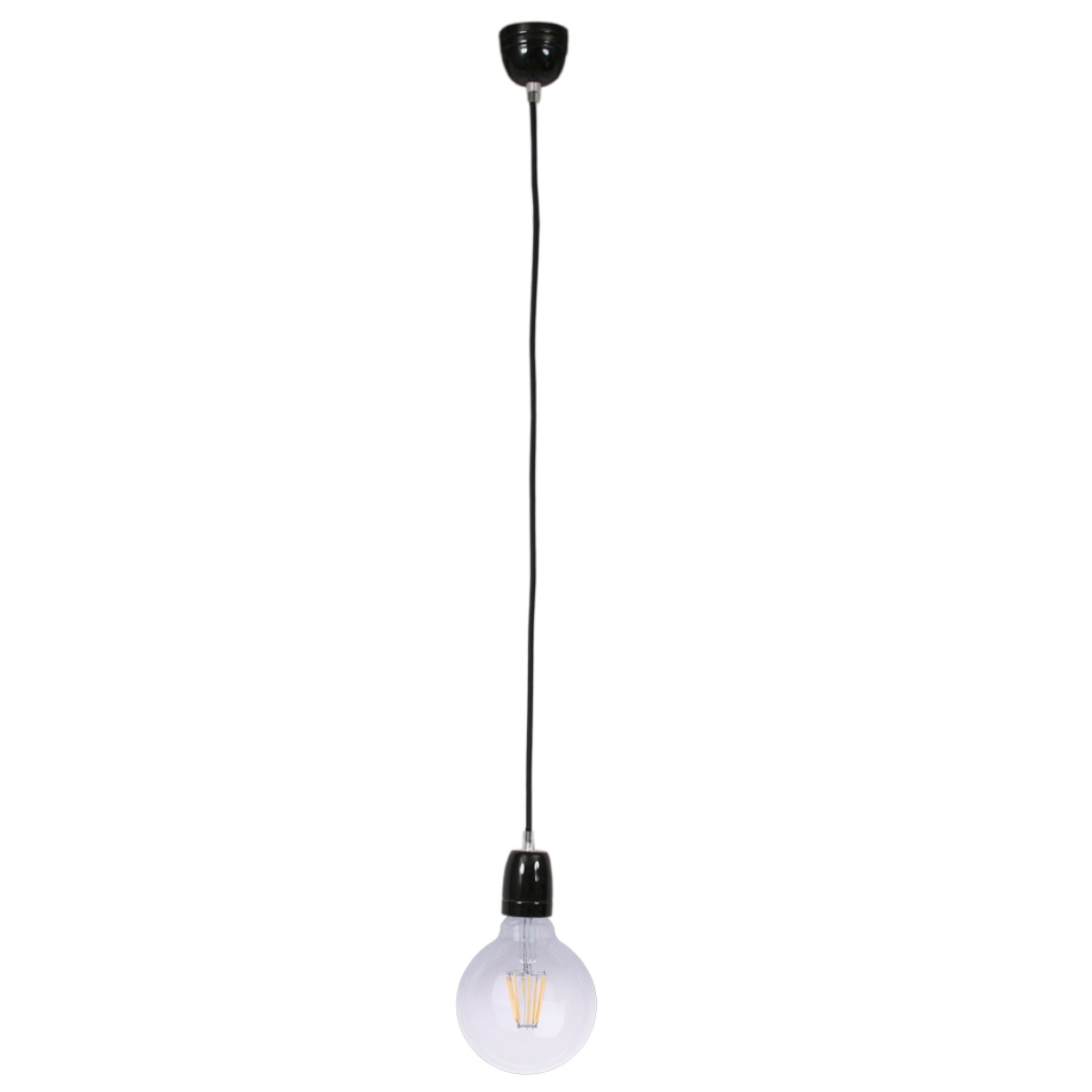 GK Ανάρτηση πορσελάνης Swing E27 2x0.75mm2 1m Μαύρη