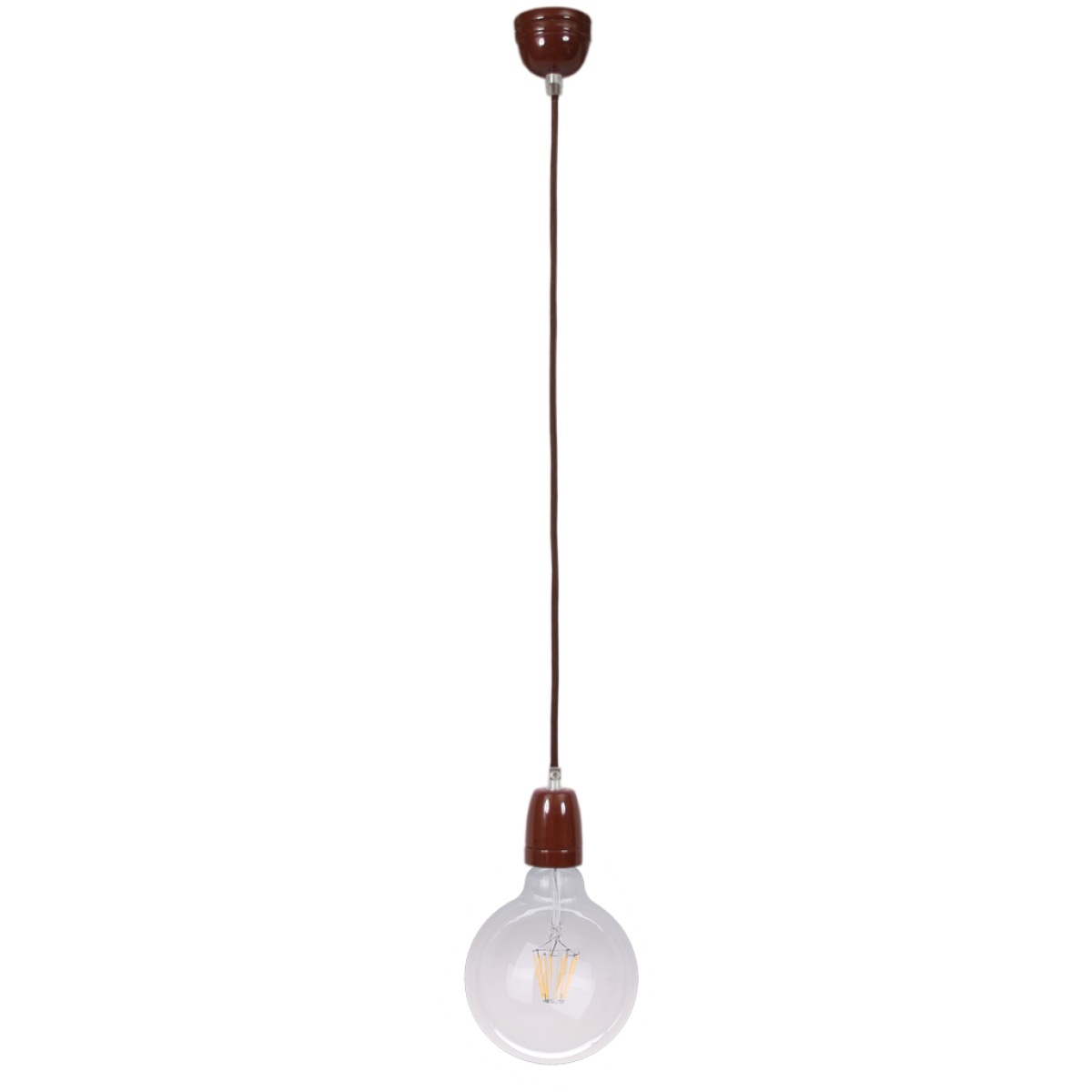 GK Ανάρτηση πορσελάνης Swing E27 2x0.75mm2 1m Καφέ