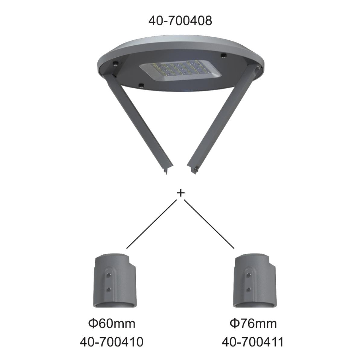 GK Φωτιστικό Κορυφής Ιστού EVO BAND 60W 4000K IP65 Ανθρακί RAL7016 ≥10KV ST316 Βίδες 100-240VAC - Image 3
