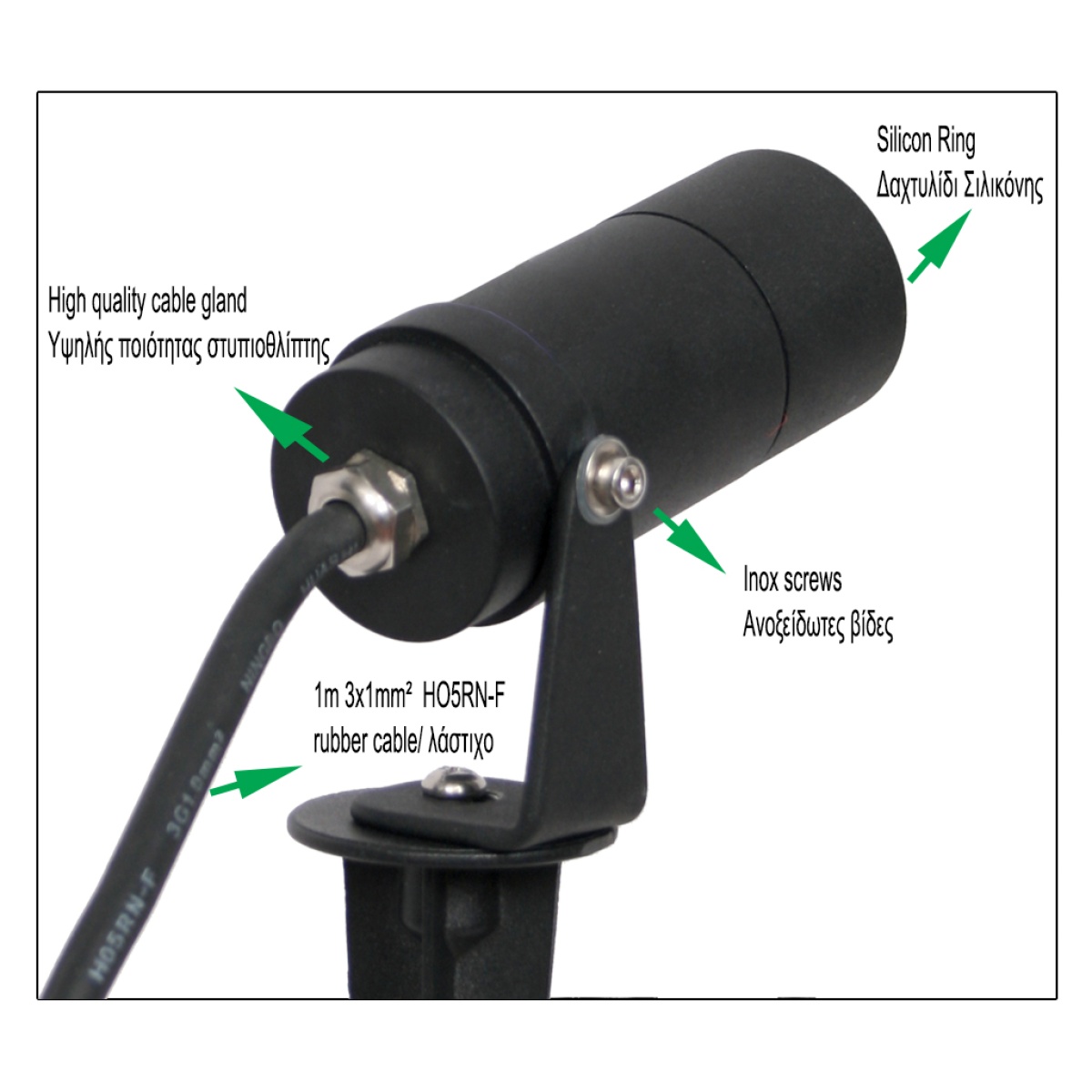 GK Φωτιστικό Minima Led Λευκό 3W 3000K 10° IP65 d3.9 h9cm 3x1mm2 1m - Image 3