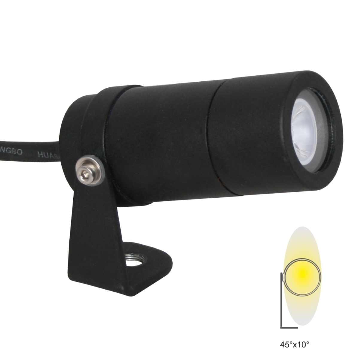 GK Φωτιστικό Minima Led Μαύρο 3W 3000K 45x10° κάθετη έλλειψη IP65 d3.9 h9cm 3x1mm2 1m