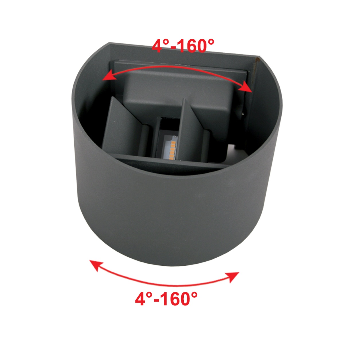 GK Επίτοιχο στεγανό φωτιστικό Gap Ανθρακί IP44 2X4W 3000K 780lm 4-160⁰ - Image 3