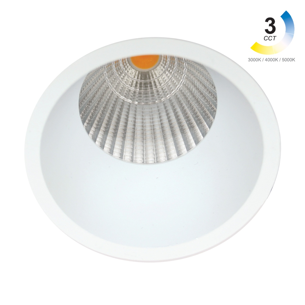 GK Χωνευτό Φωτιστικό Dart Λευκό Sandy 15W 3CCT 3000-40000-5000K 36° IP44  CRI>90 200-320mA Dia75*H100mm