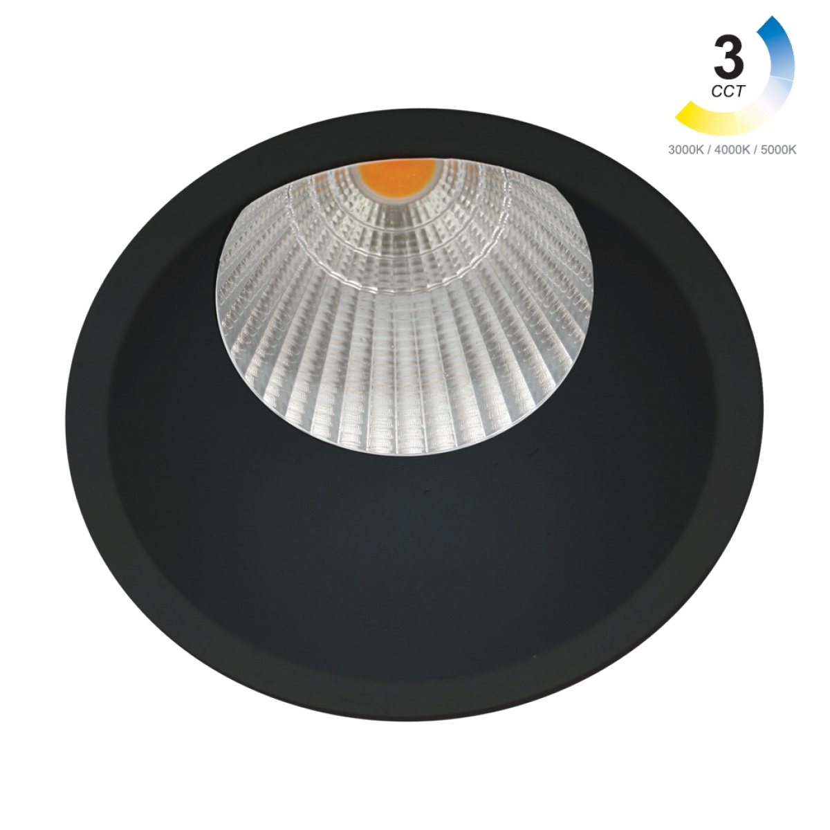 GK Χωνευτό Φωτιστικό Dart Μαύρο Sandy 15W 3CCT 3000-40000-5000K 36° IP44  CRI>90 200-320mA Dia75*H100mm