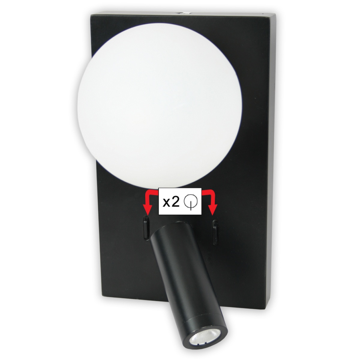 GK Επίτοιχο φωτιστικό Polo G9 10W& Led 3W 3000K 25° Μαύρο (Sandy)