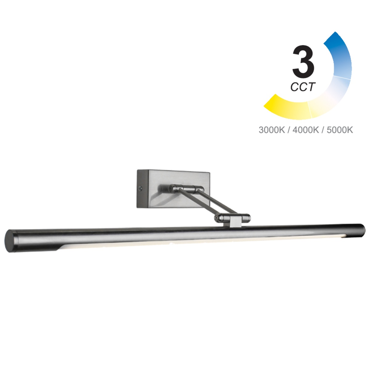 GK Φωτιστικό LED CANVAS 3CCT 8W 3000/4000/5000K Nickel Mat 495x185x55mm 180-260VAC IP20