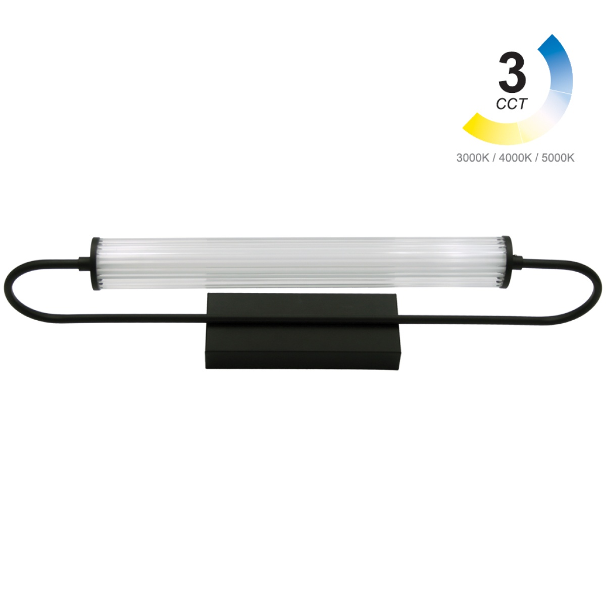 GK Φωτιστικό Led Liza 3CCT 12W 3000/4000/5000K Μαύρο Sandy IP44 60x8x15cm 111-277VAC - Image 3