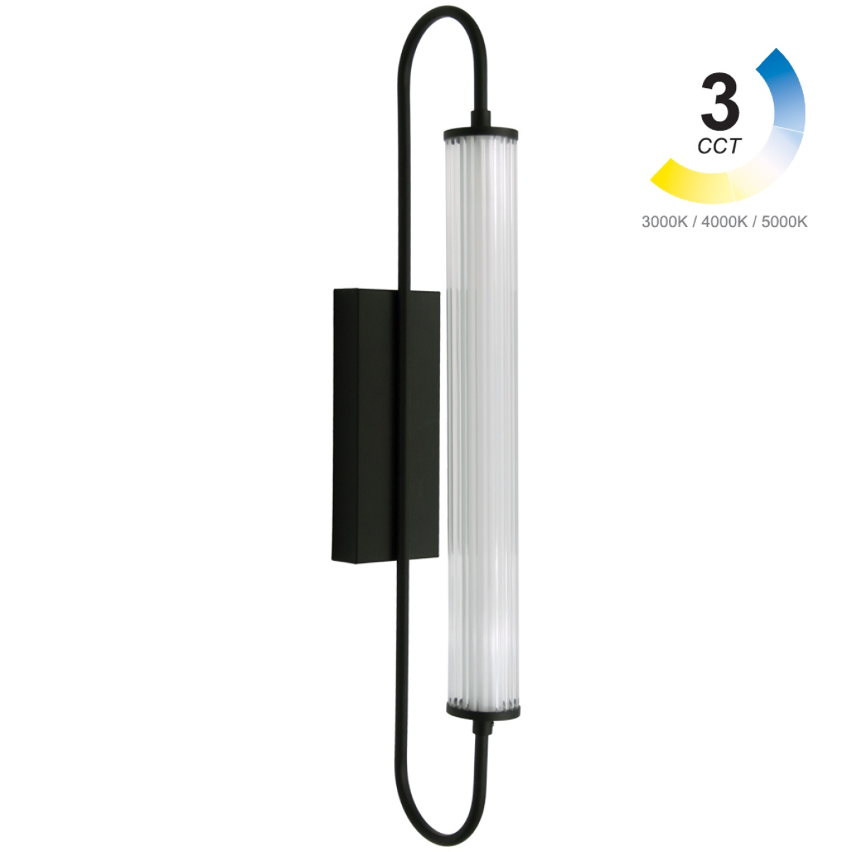 GK Φωτιστικό Led Liza 3CCT 12W 3000/4000/5000K Μαύρο Sandy IP44 60x8x15cm 111-277VAC