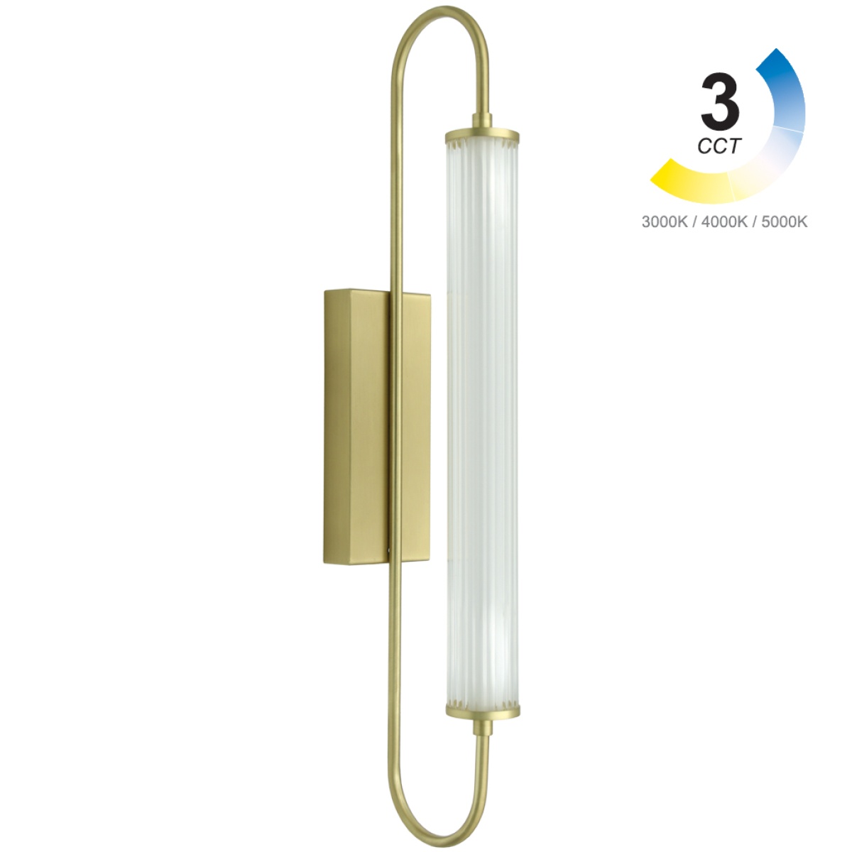 GK Φωτιστικό Led Liza 3CCT 12W 3000/4000/5000K Χρυσό Ματ IP44 (60*8*15cm) 110-277VAC