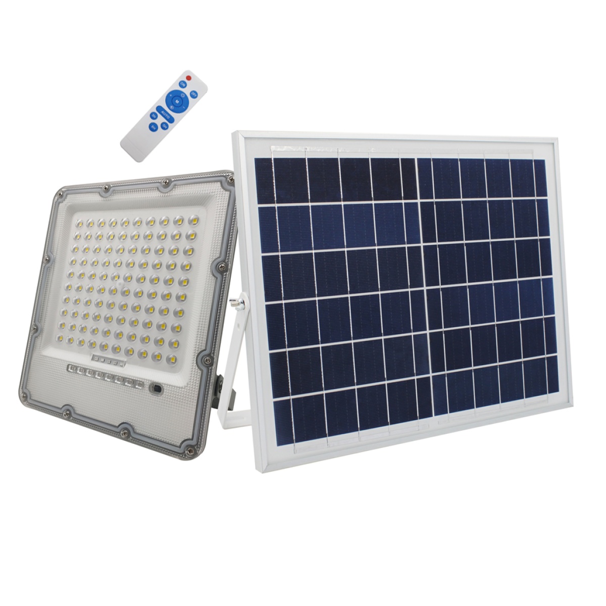 GK Ηλιακός προβολέας Ανθρακί Led Band 50W 3000K 5m Καλώδιο 12W Panel 9AhΜπαταρία 2300lmh24.5d20.4d4.2cm