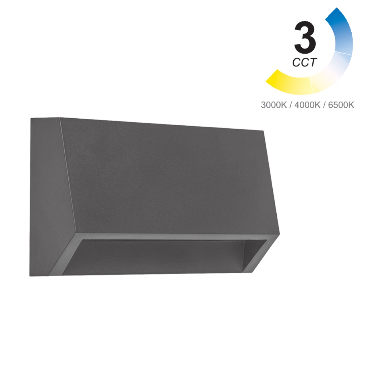 GK Επίτοιχο Φωτιστικό Tao Led 2W ανθρακί 3CCT Change 3000/4000/6500K IP65 PC Seaside Class 50°